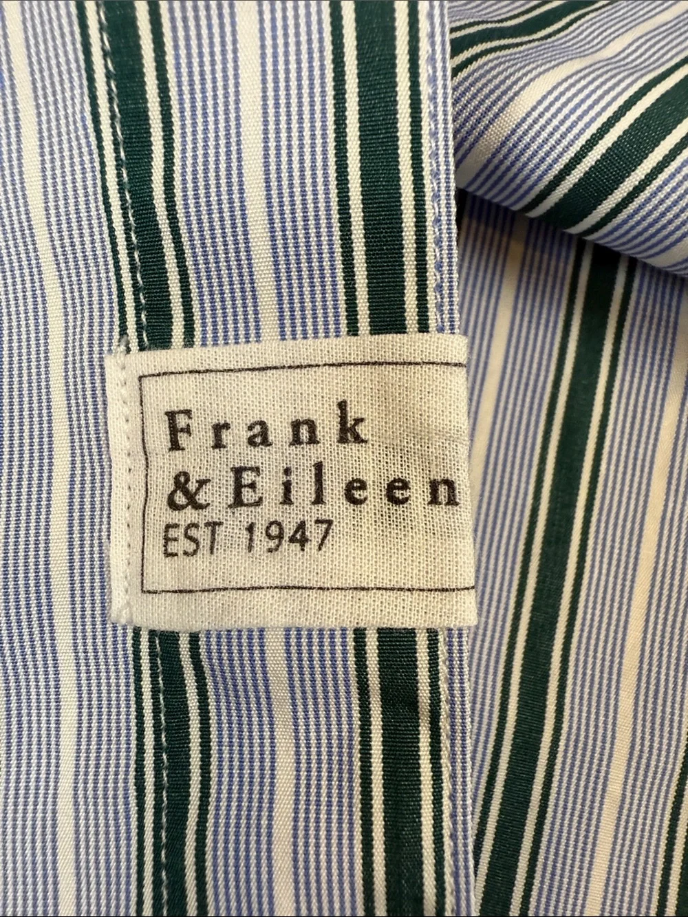 🔥Frank & Eileen Gorgeous Blue & Green Pinstriped Button Down Barry Shirt/ Size L - Picture 5 of 8